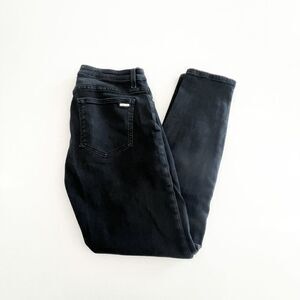 Zara Womens Button-Fly Mid Rise Classic Fit Dark Wash Black Denim Jeans Size 36